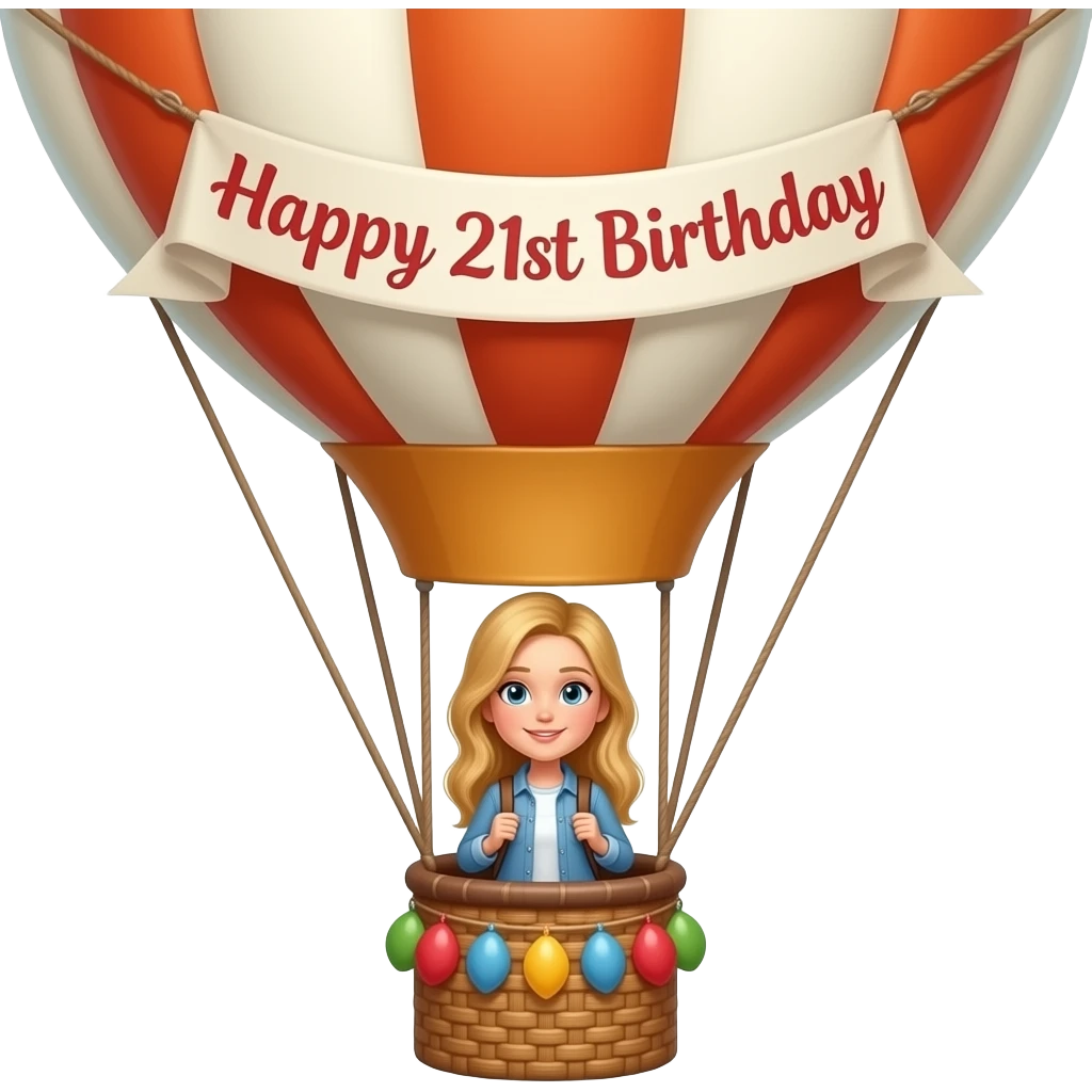 HAPPY 21ST BIRTHDAY ANNA BLOND GIRL WORLD TRAVELER ON HOT AIR BALLOON GIRL emoji