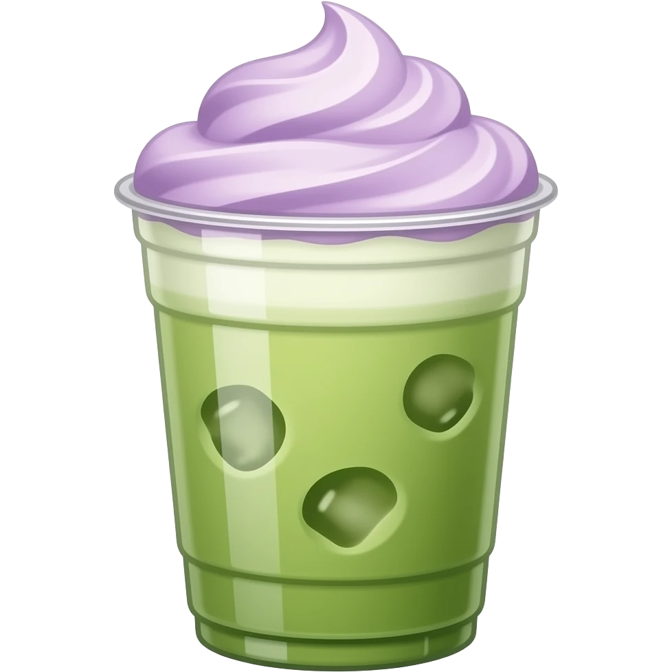 iced matcha latte with light purple foam on the top emoji
