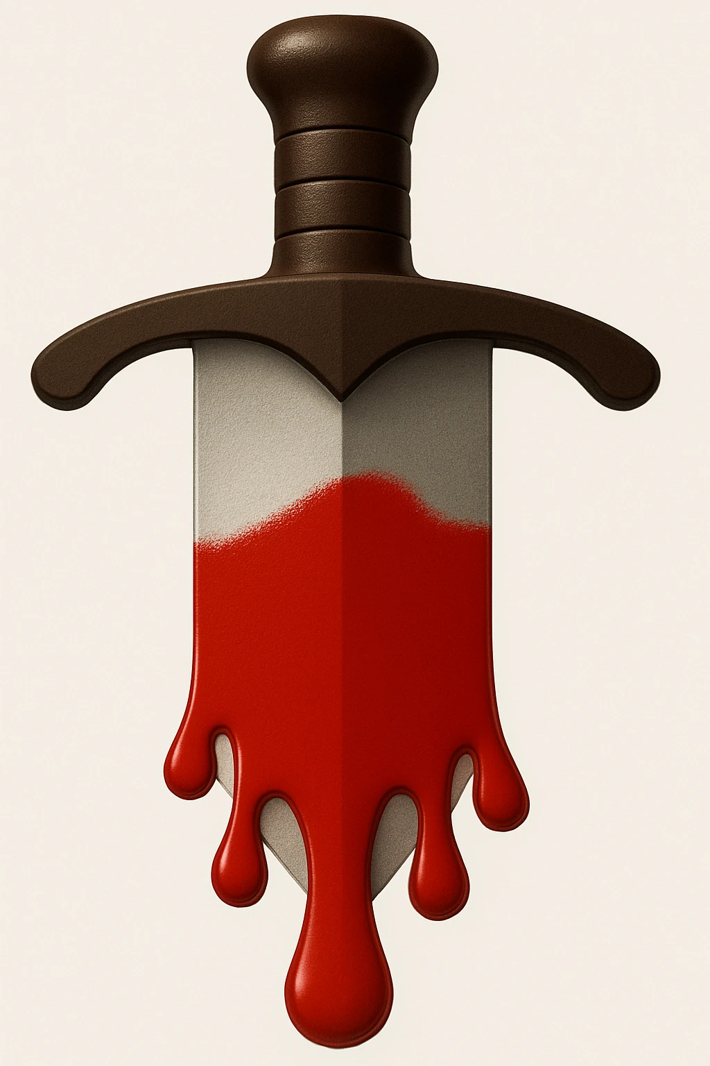 Make the blood drips wider but half as long as in the reference images. Make the blade lighter in color and 50% wider. Keep all other details, proportions, and style exactly the same as the reference. High resolution, no background. emoji