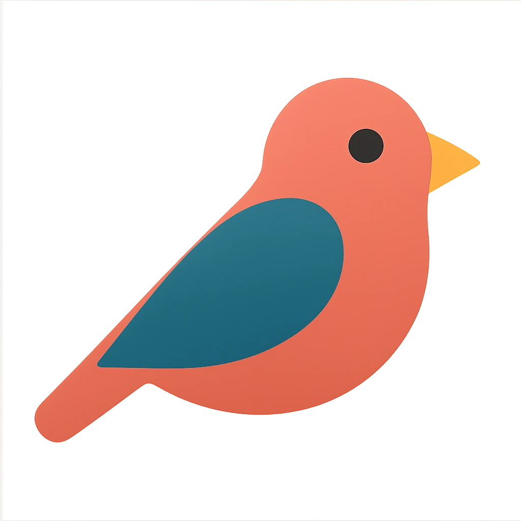 bird, flat color icon style, bold, simple, minimal shading, clear outline emoji