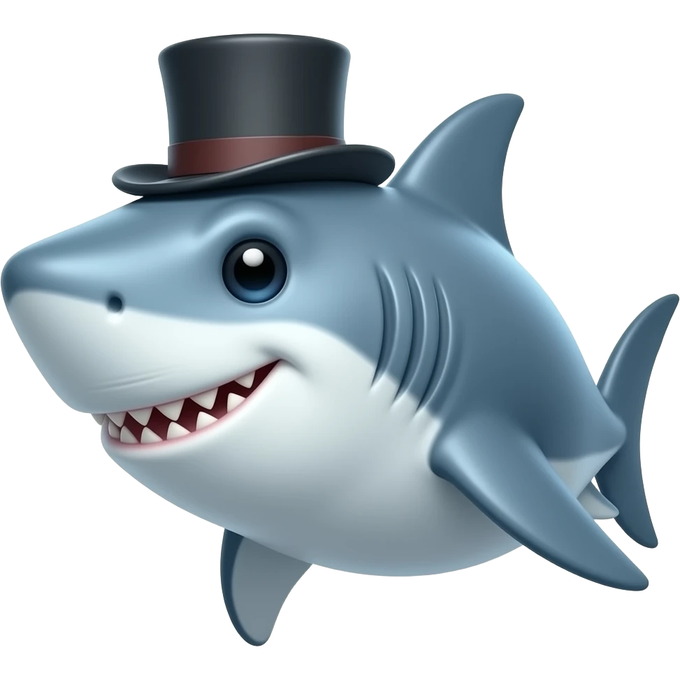 Shark with a top hat emoji