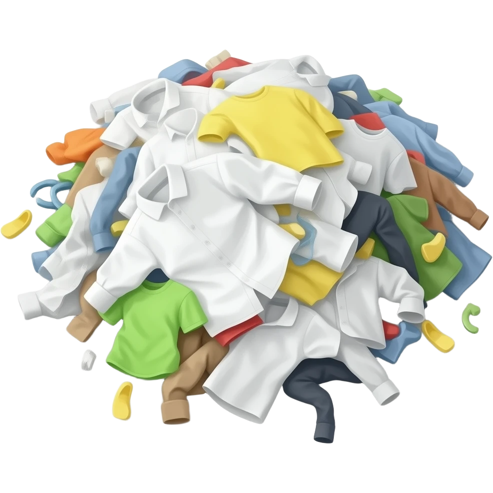 cartoon dirty pile of laundry with white color on the ground emoji