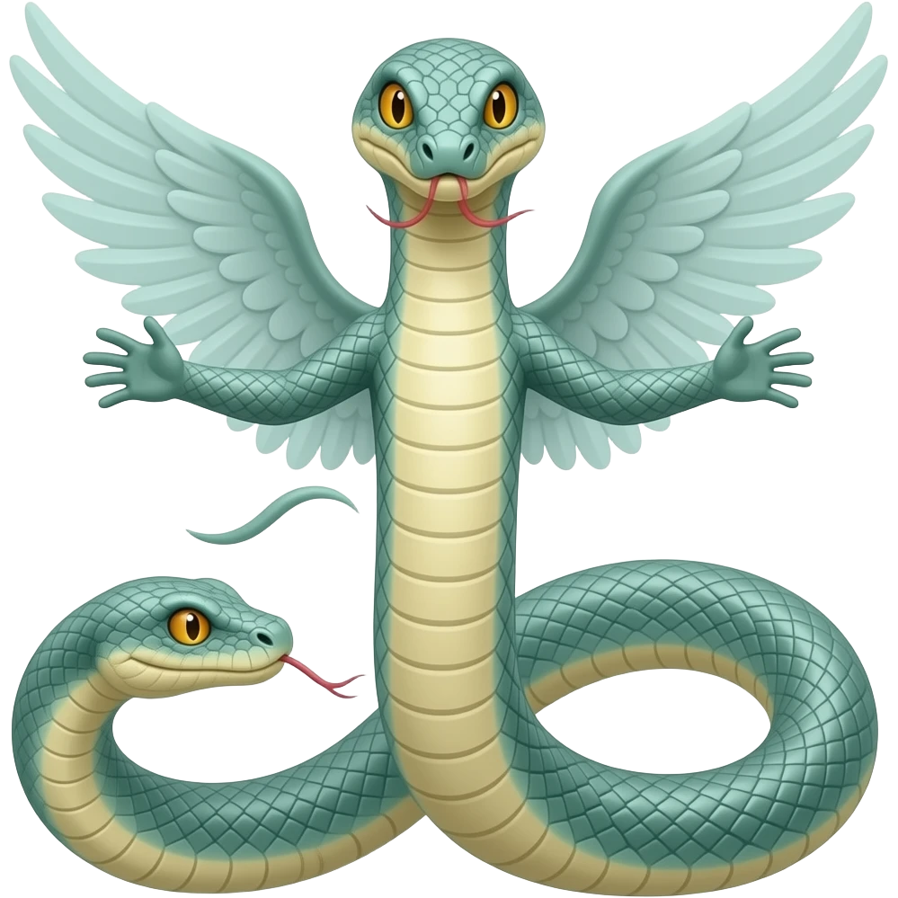 serpent with a head, wings and arms and another head in the tail emoji
