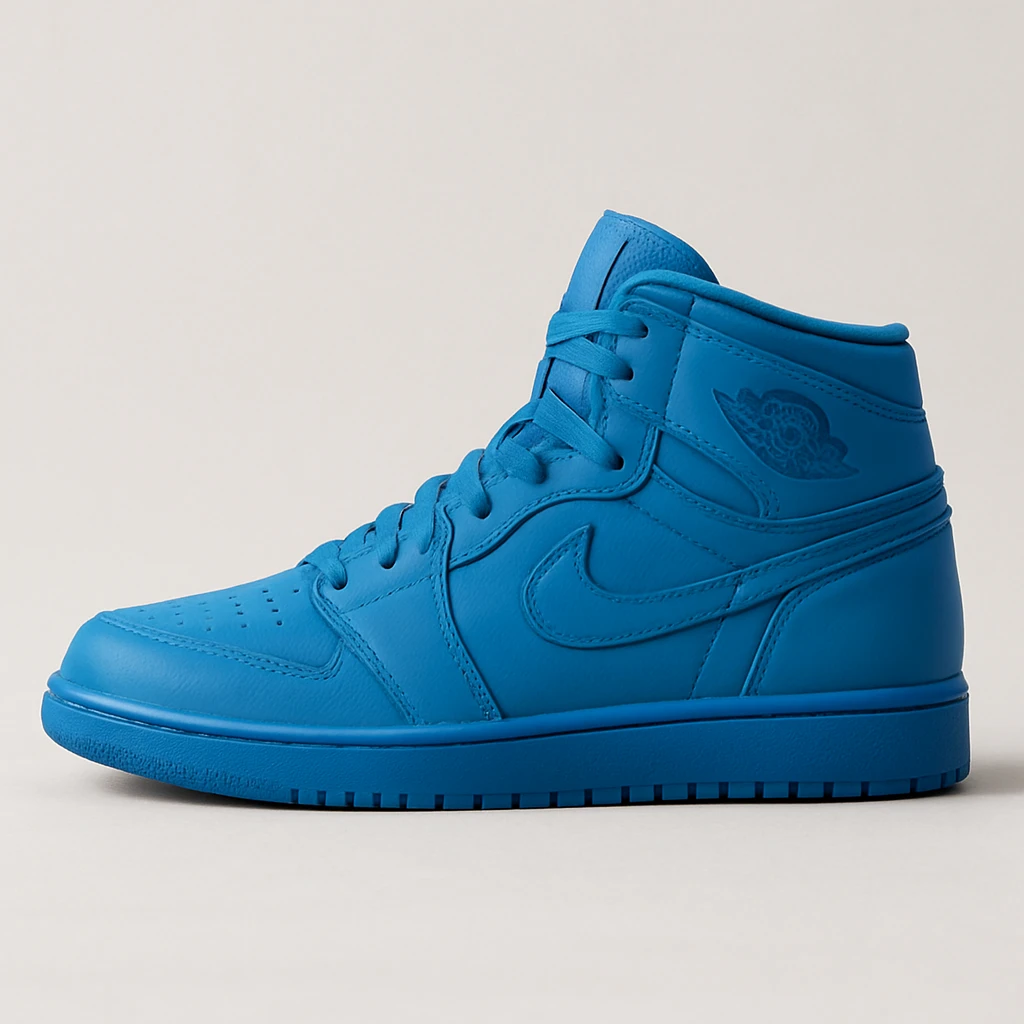 a blue Air Jordan shoe, side view, modern style, minimal background emoji