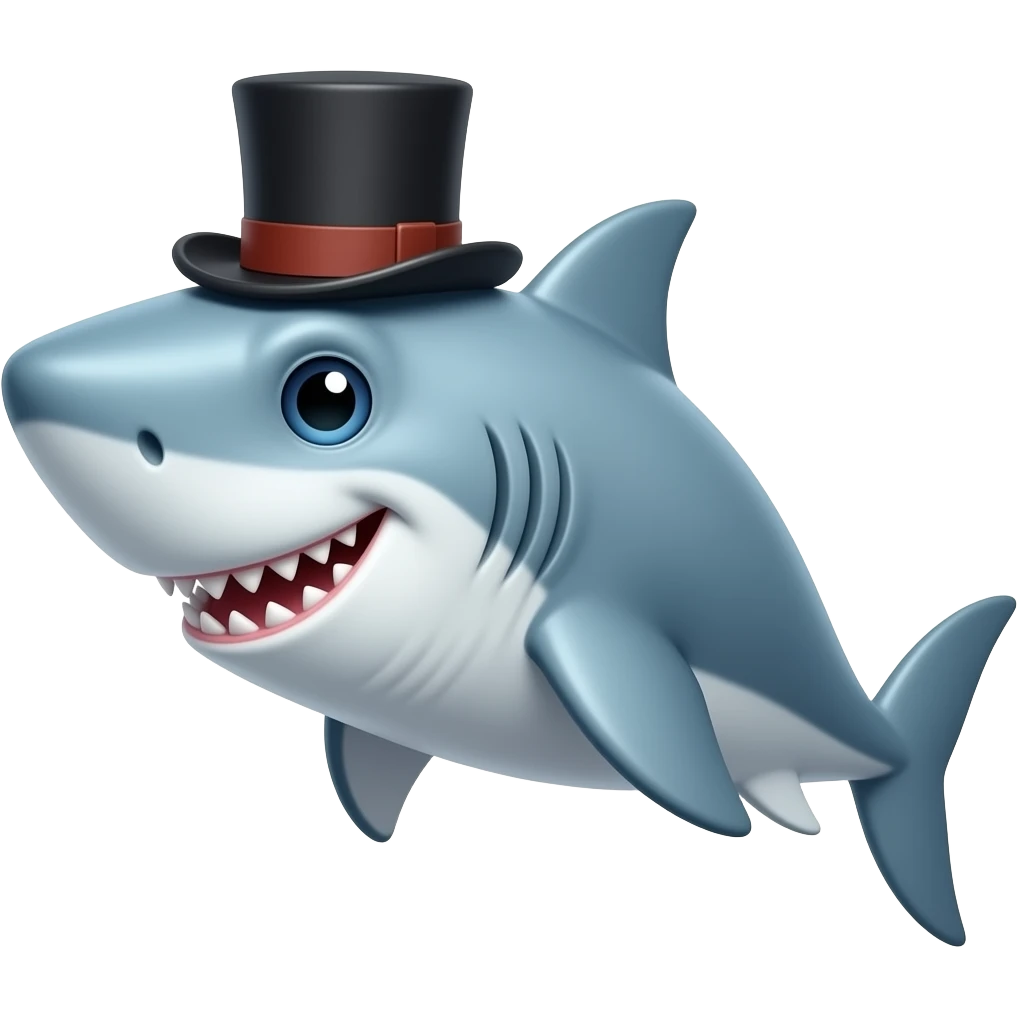 Shark with a top hat emoji