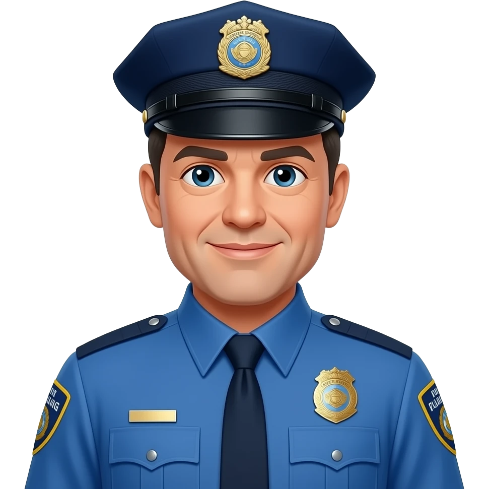 a middle age man in vibrant blue police uniform emoji