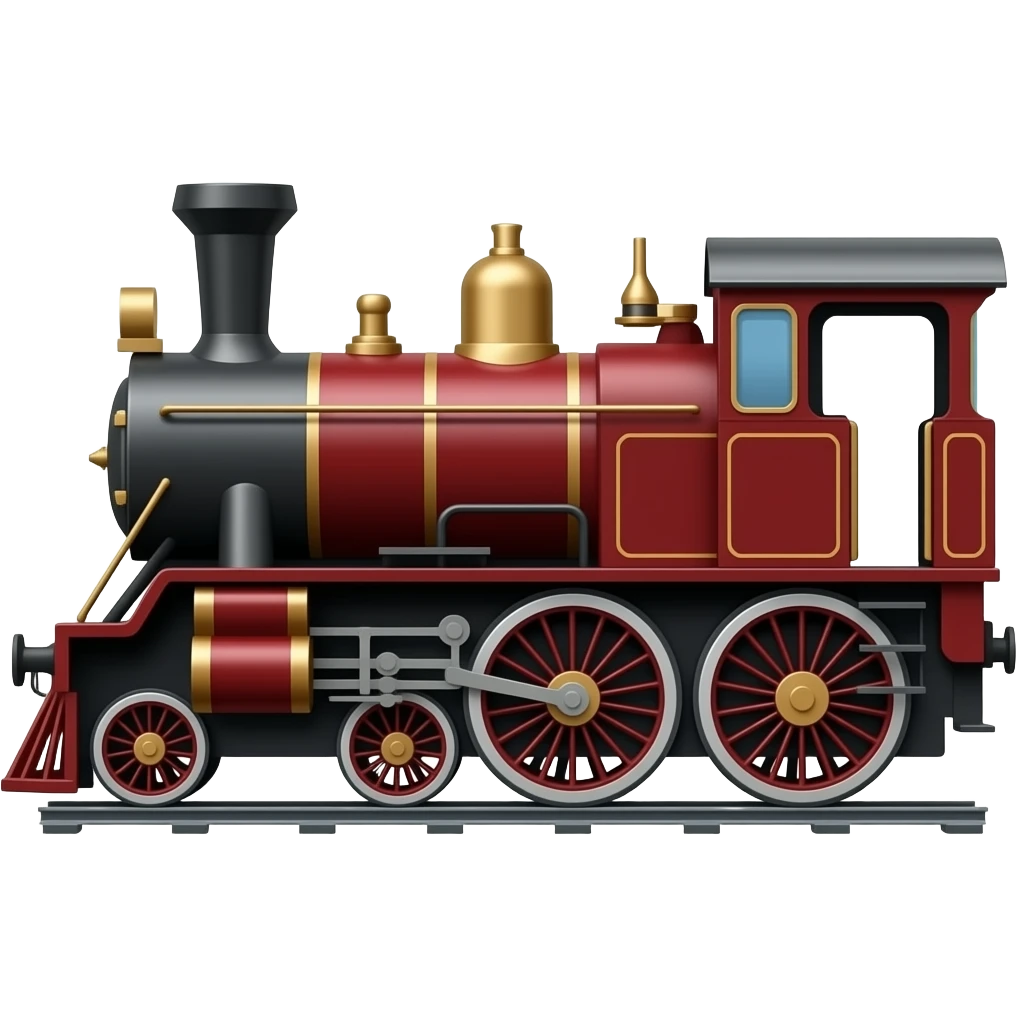 Maroon steam train emoji style side view emoji