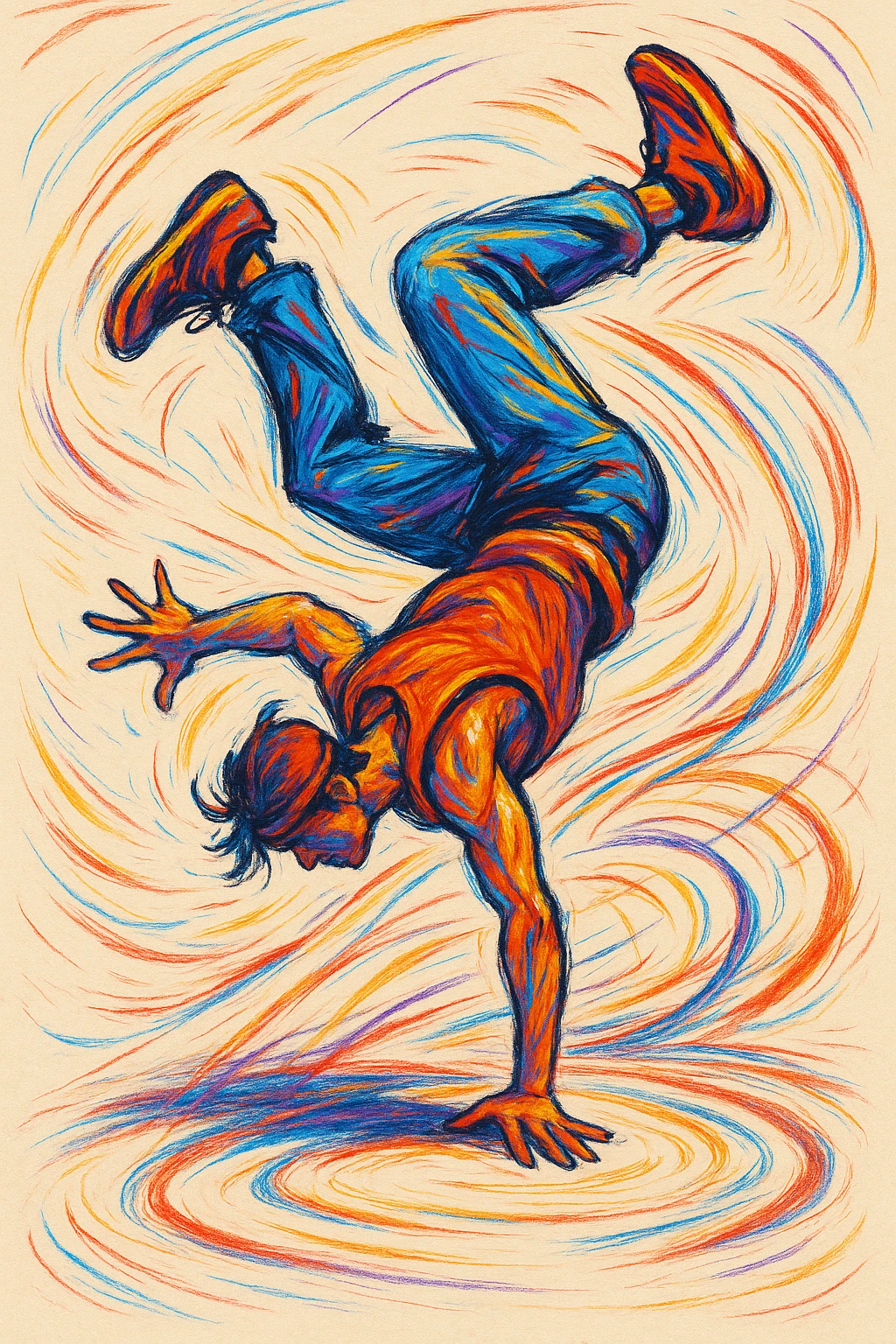 illustration of a person performing acrobatic moves, style 7 emoji