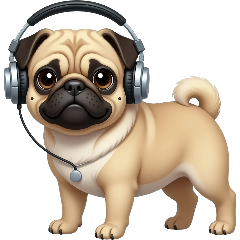 pug with headphones emoji