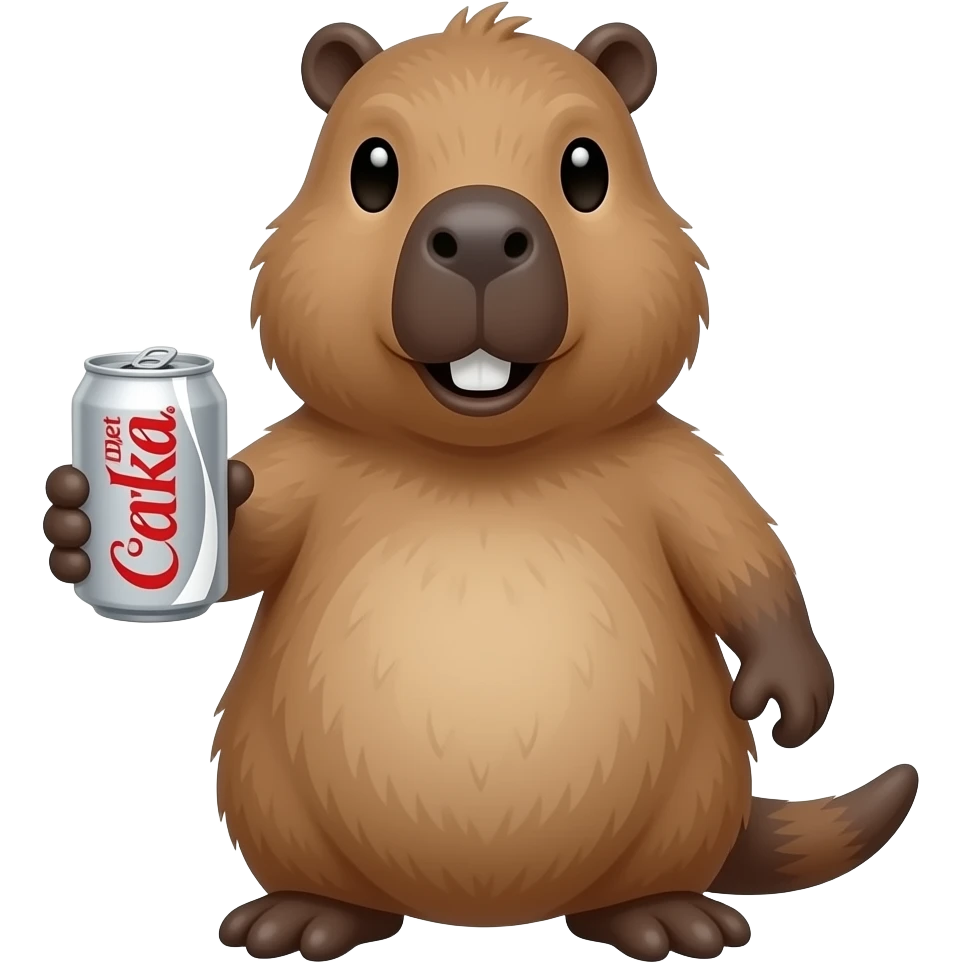 Capybara holding a can of Diet Coke emoji
