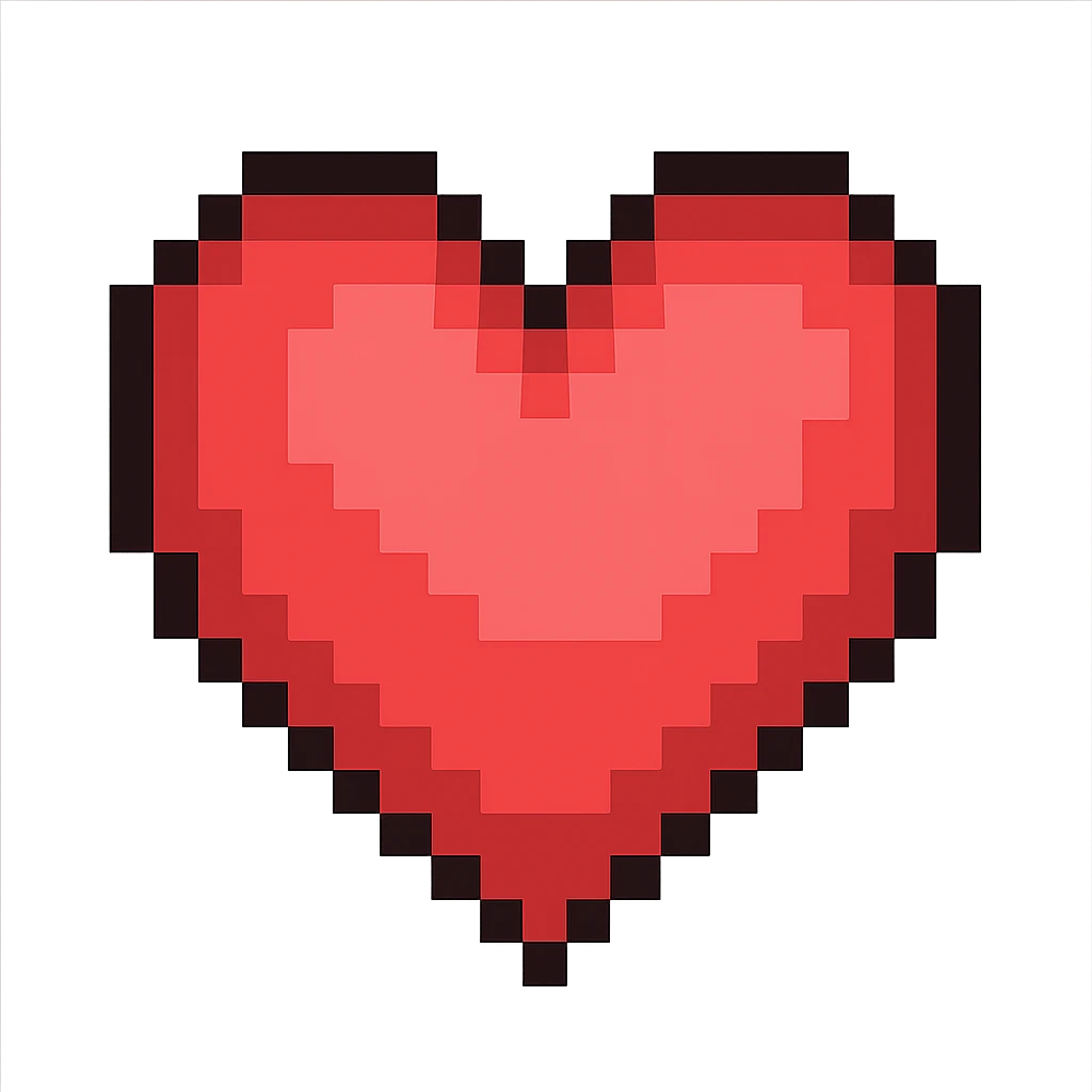 Create a pixel art heart in the largest size, representing the third frame of a beating animation, with no background. The style should clearly reflect pixel art characteristics. emoji