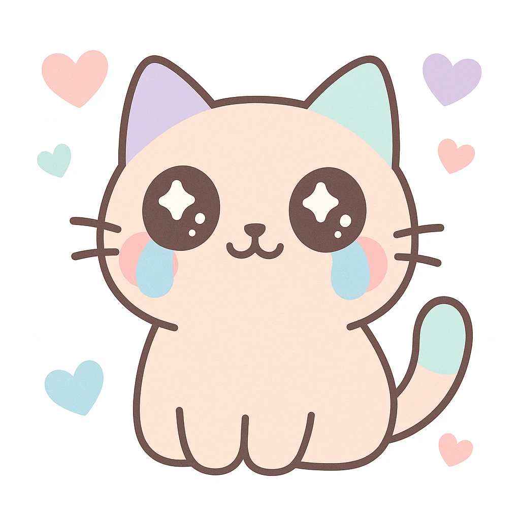süße Katze mit Herzen und Freudentränen, charmant, freundlich emoji