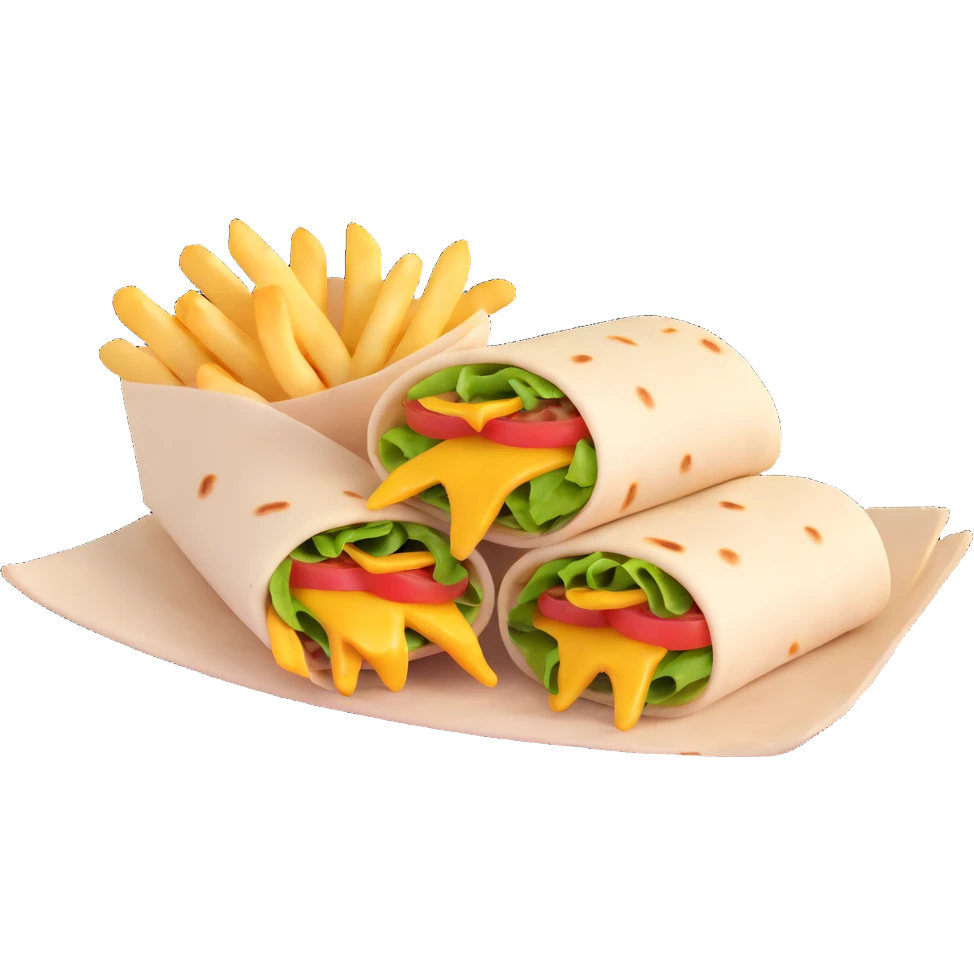 French tacos, grilled wrap with fillings, cheese, and fries emoji