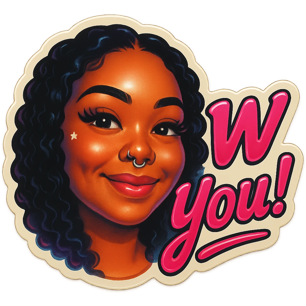 excited smile with mouth closed 
add the words W You! in pink emoji