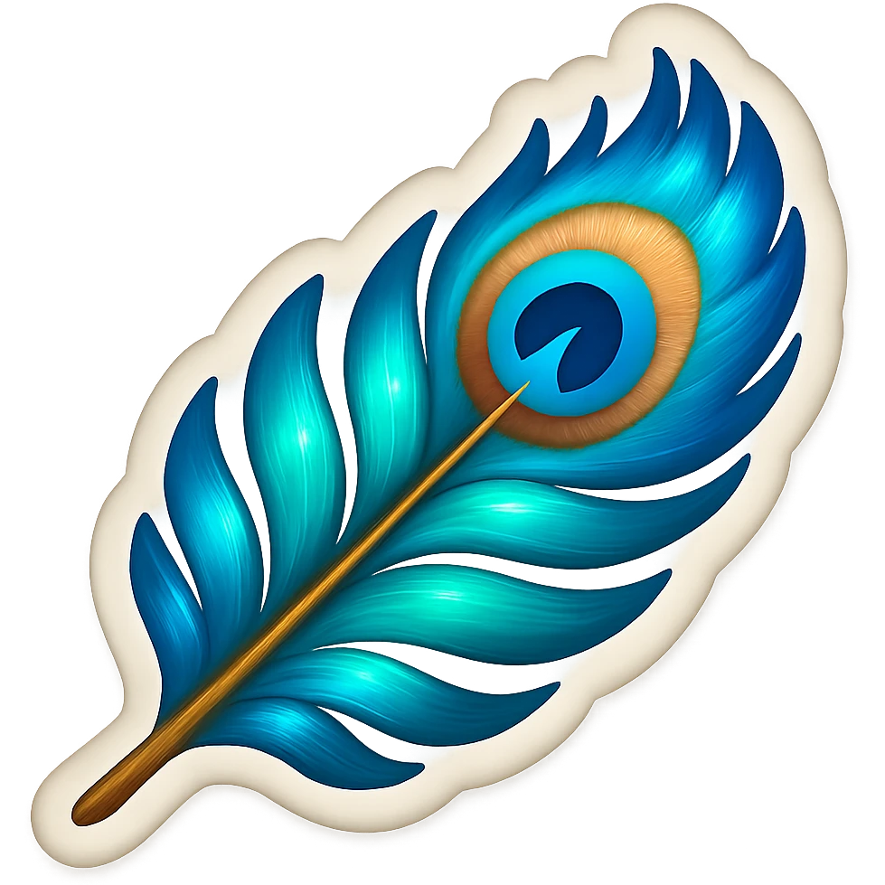 Resize the peacock feather to be small like a standard emoji, keeping the vibrant colors and style consistent with the original. Maintain a transparent background. emoji
