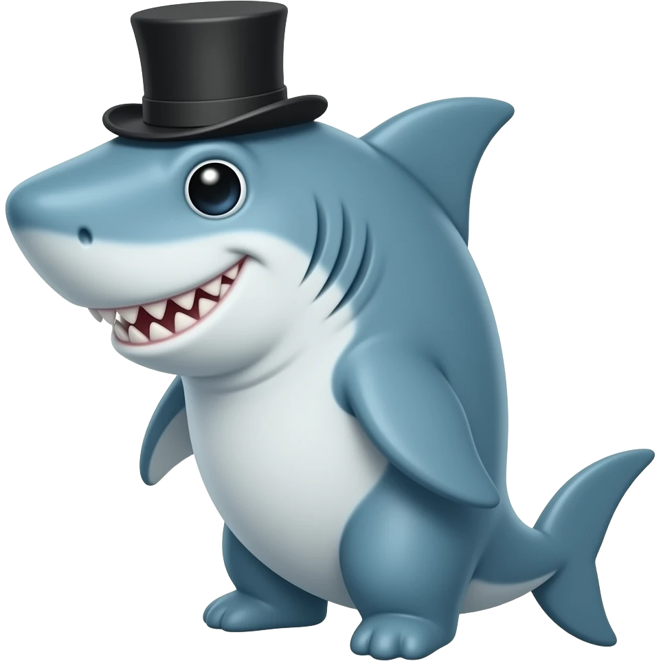 Shark with a top hat emoji