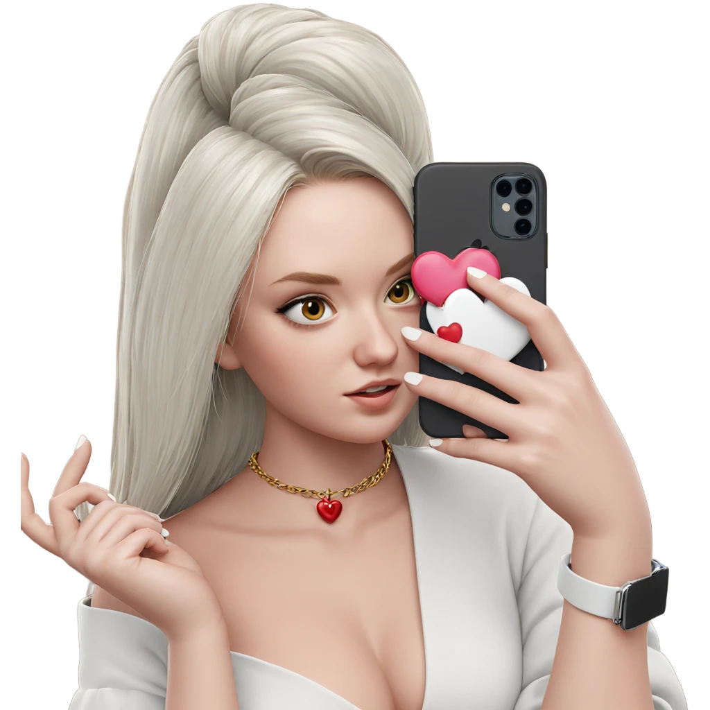 girl holding heart necklace emoji