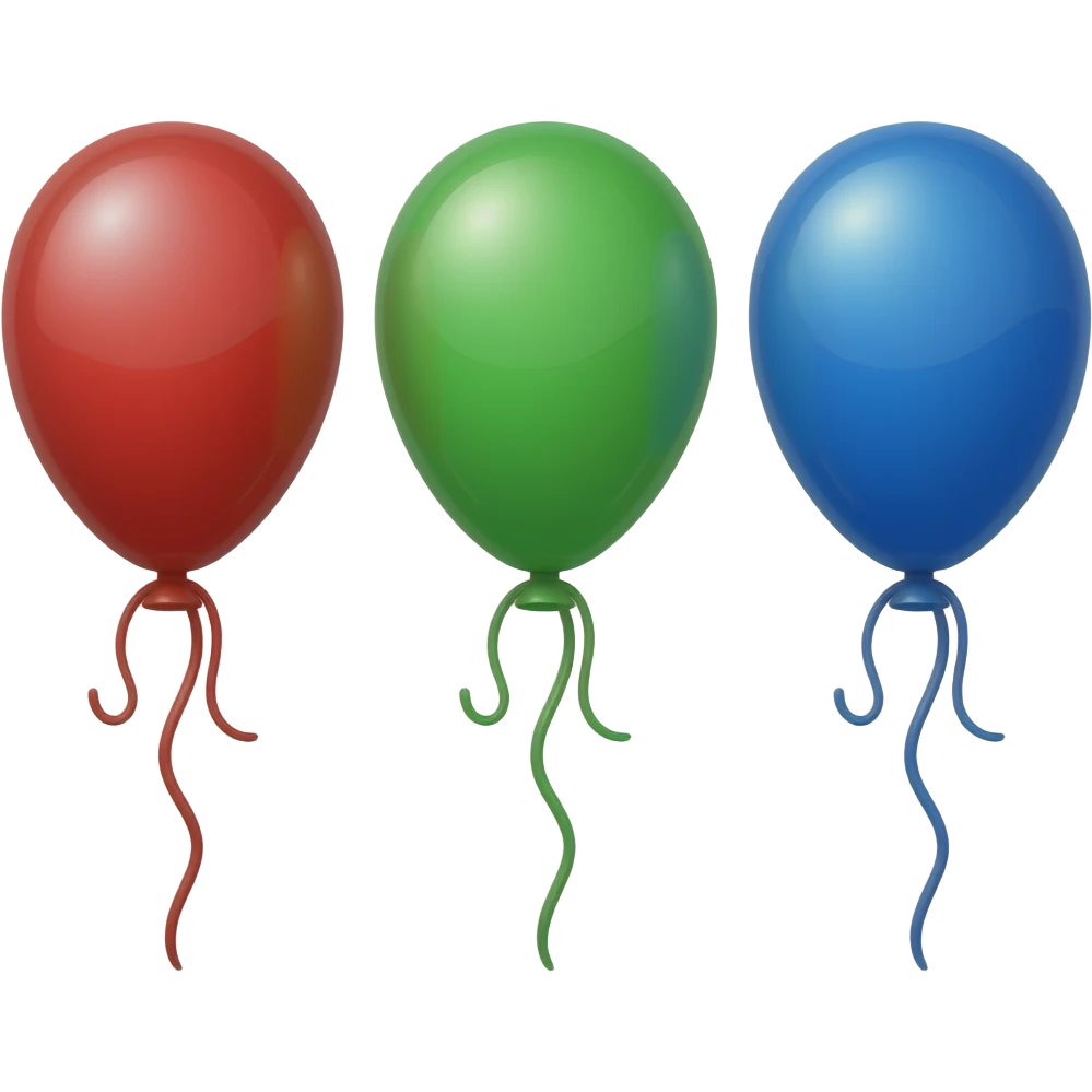 three balloons, red green and blue side by side emoji