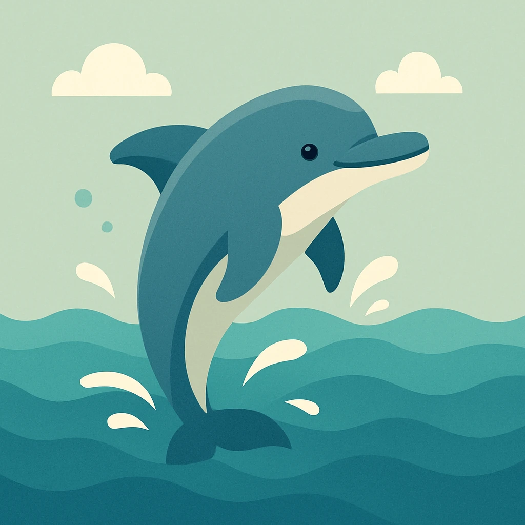 Flat design style dolphin in the water emoji