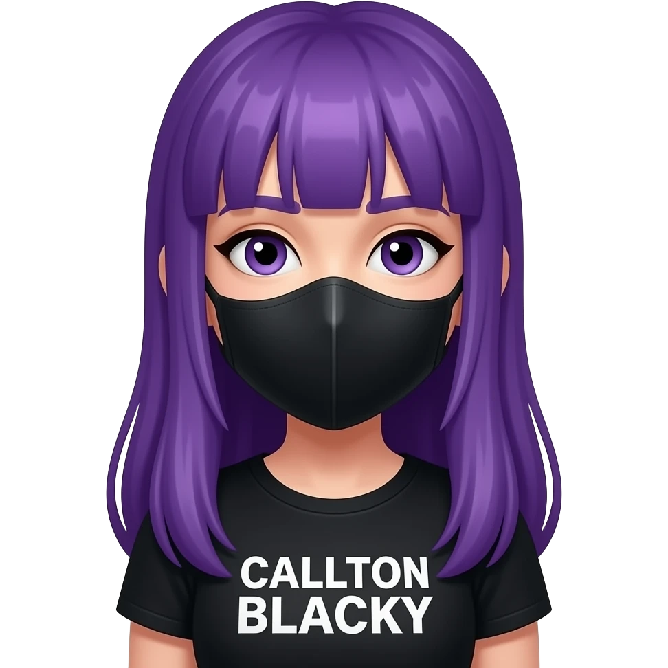 girl with long purple hair with a MASKTOK CALLSIGN BLACKY sign emoji