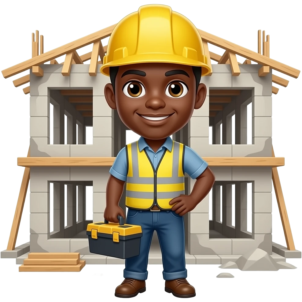 a dark skin construction man emoji