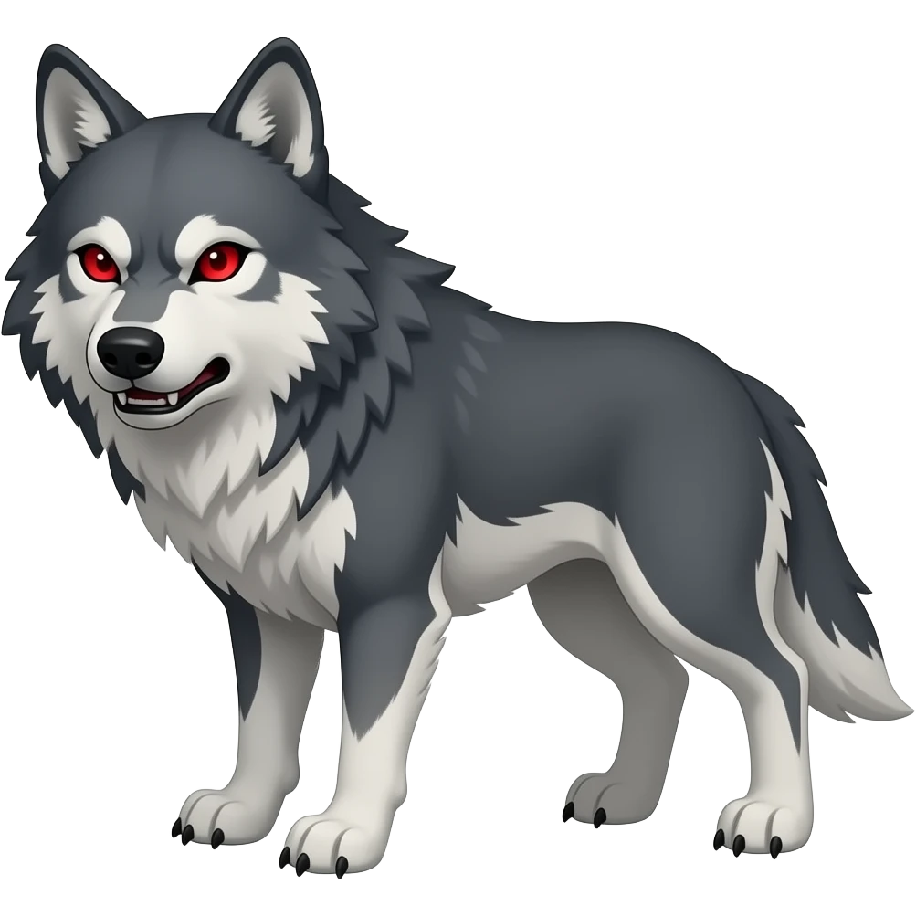 angry wolf with red eyes emoji