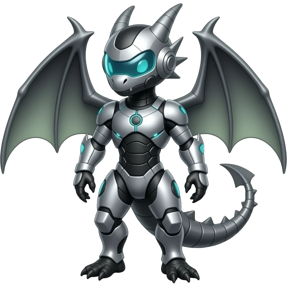 Genesect-Flygon-Raptor-Fakémon—hybrid with a futuristic visor-helmet full body emoji