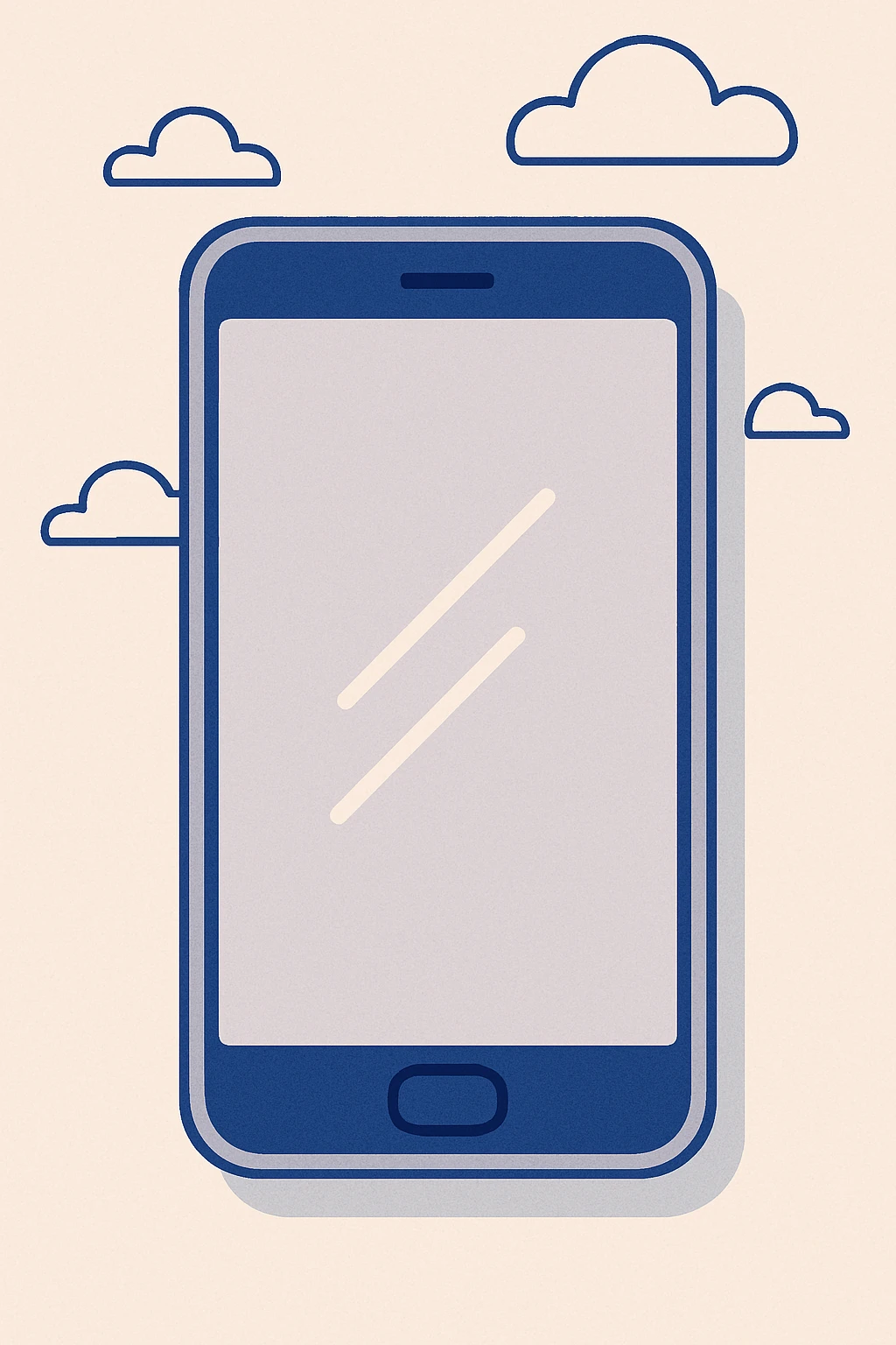 minimalist smartphone from above, blank screen, subtle reflection, clean look, simple design emoji
