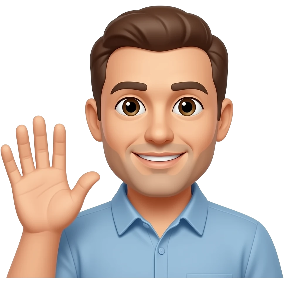 create a human with open hand and with face for the flow chart diagramm emoji