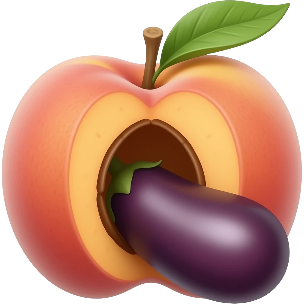 Berenjena entrando entre un durazno emoji