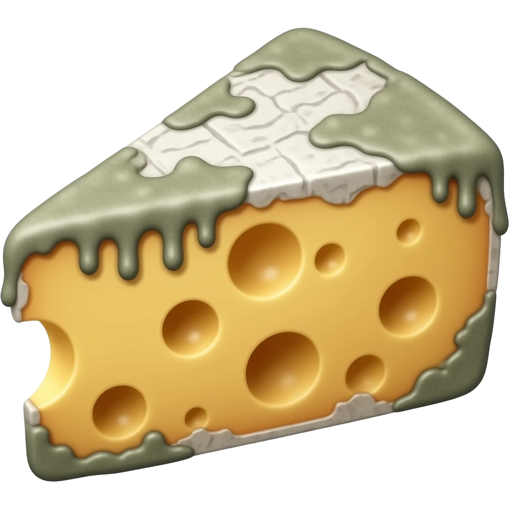A moldy, rotten, stinky piece of cheese emoji
