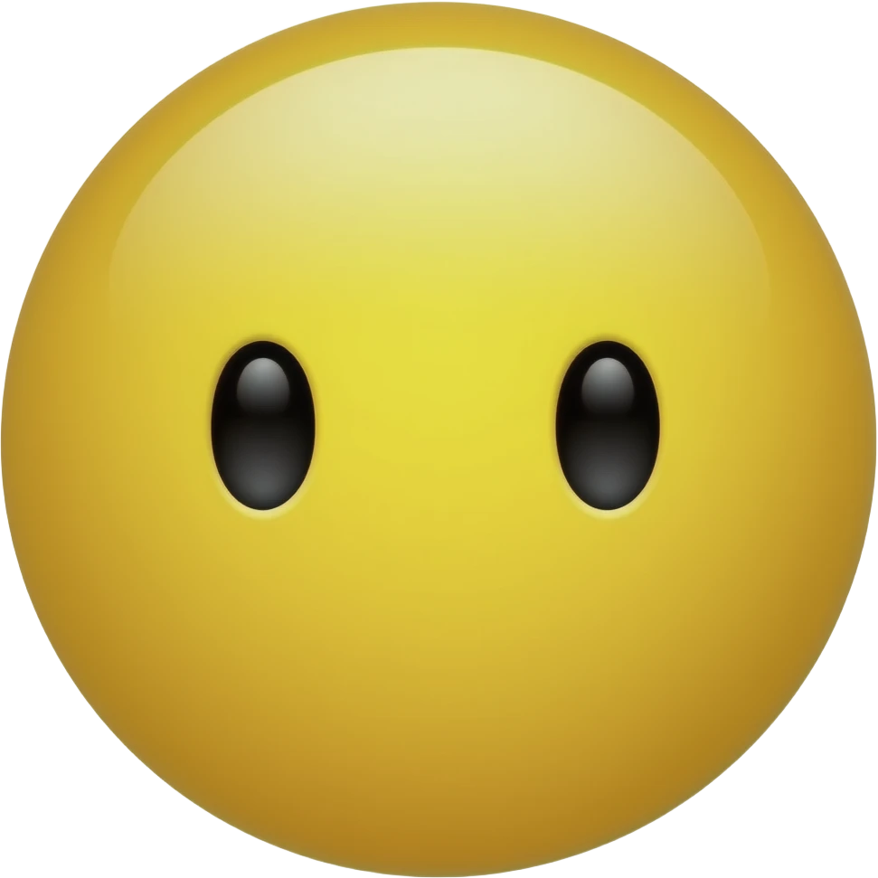 Yellow circle without a mouth with black dotted eyes 😶 emoji
