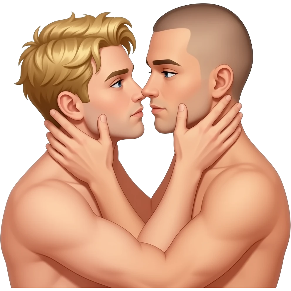 gay sex position with a blond guy and a shave guy naked and hot emoji