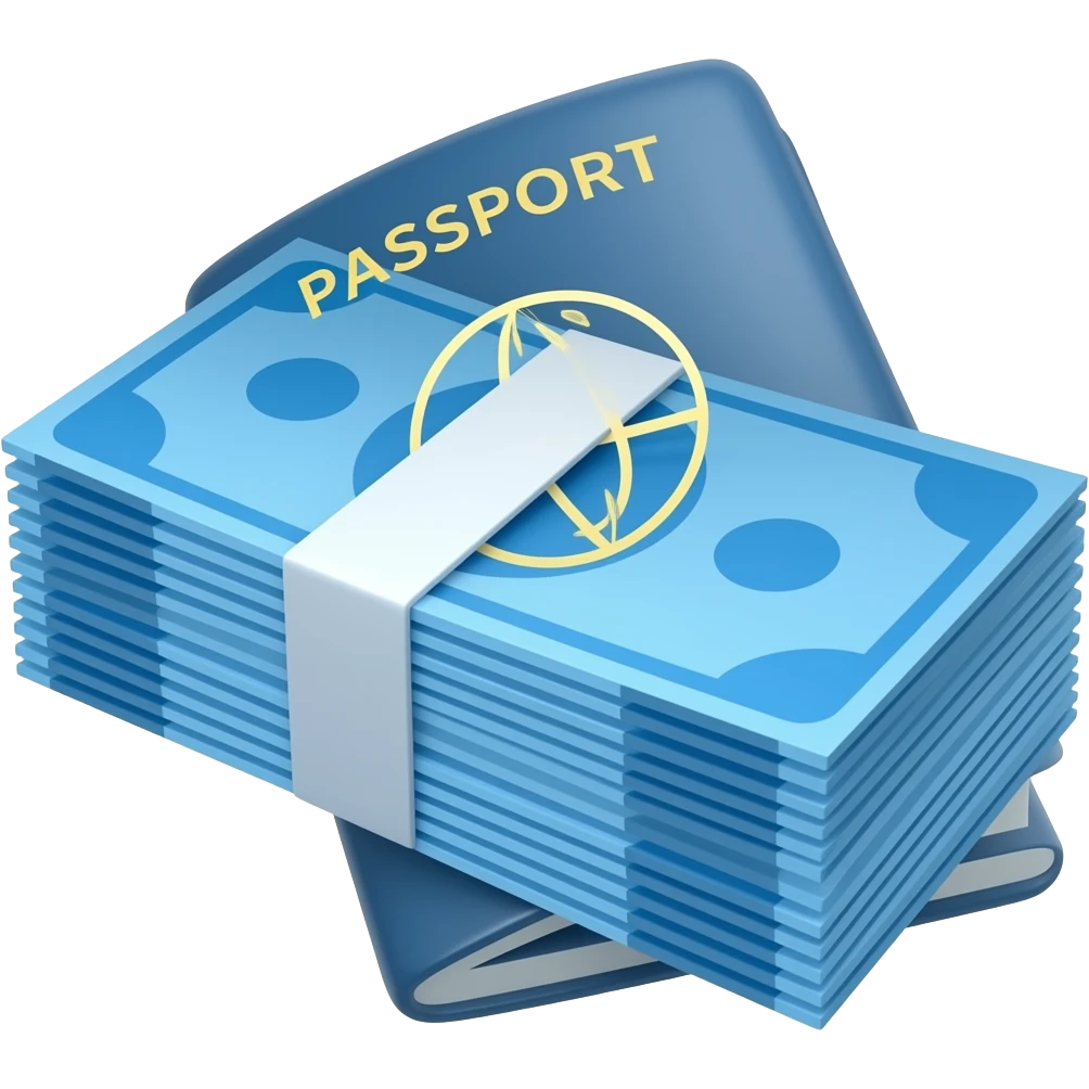 Blue Passport blue money emoji