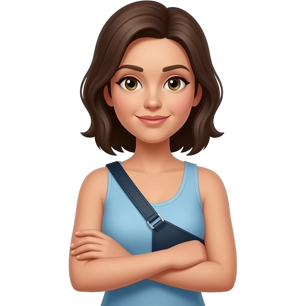 Woman wearing sling on right arm emoji