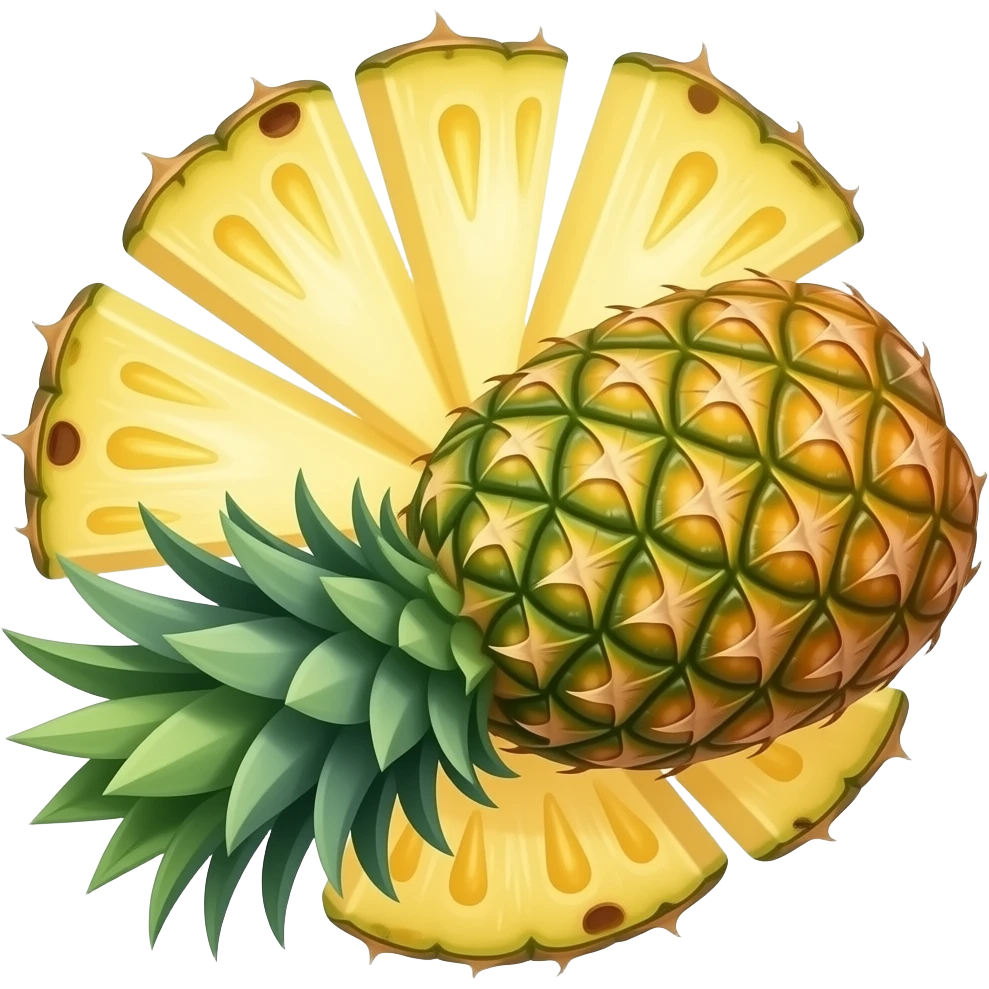 A full entire pineapple flipped 180 degrees clockwise around the x axis emoji
