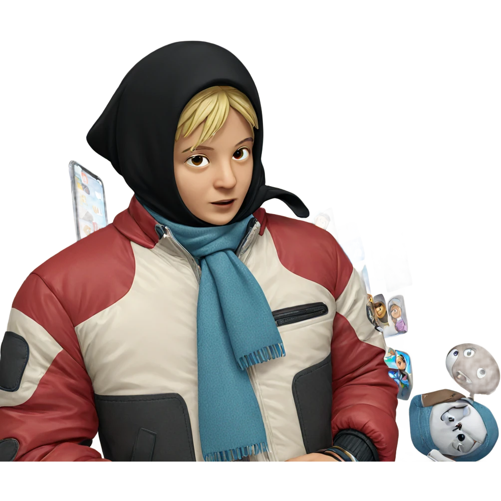 boy in jacket with scarf emoji