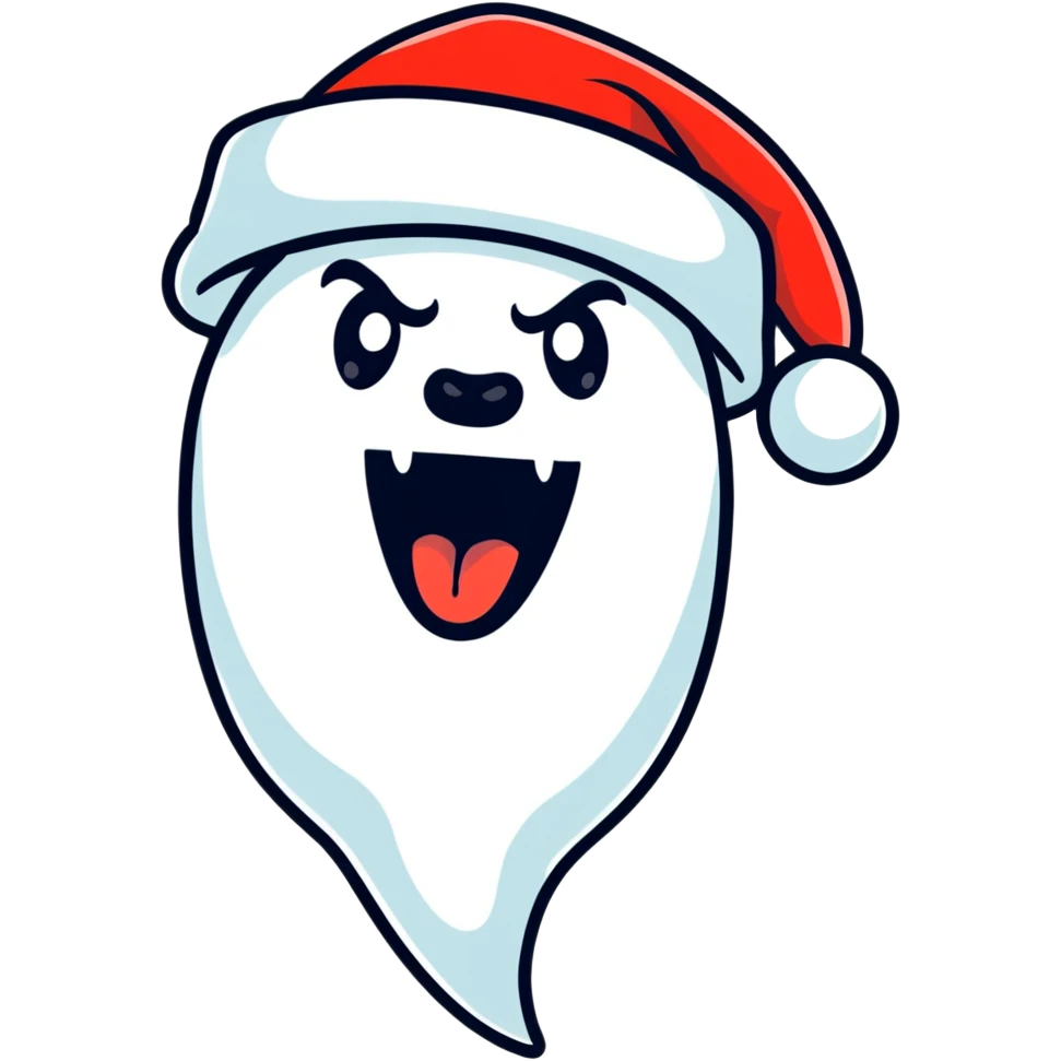 screaming face wearing a Santa hat emoji