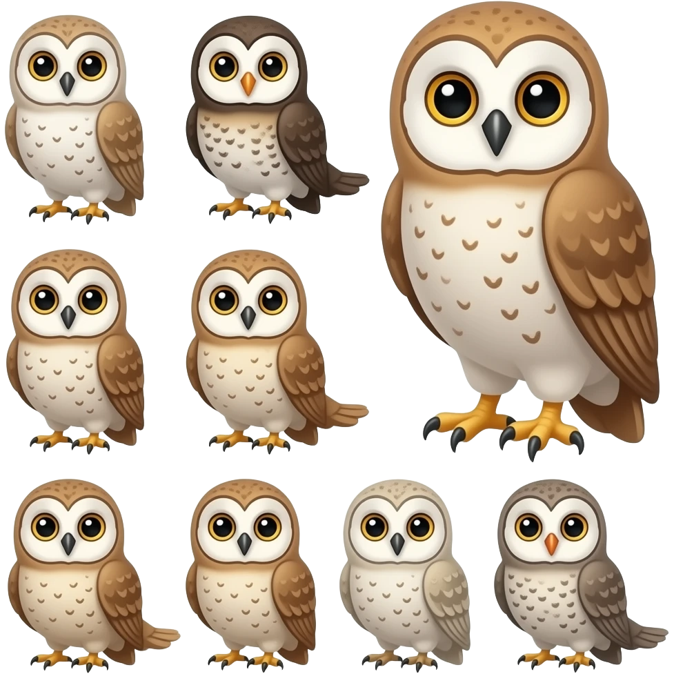 10 little owl baby and 100owl emoji