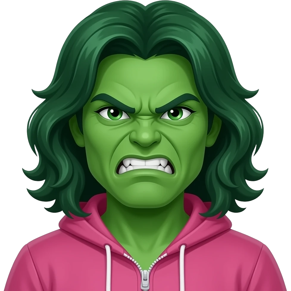 angry she-hulk wearing pink clothes emoji