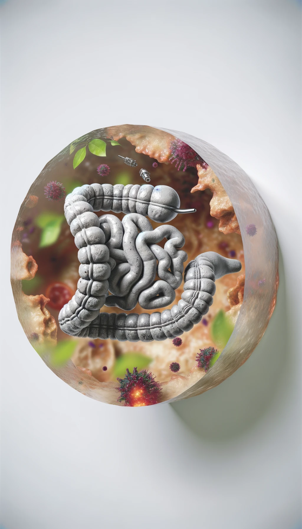 dolore all'intestino umano anatomico realistico, sfondo chiaro emoji