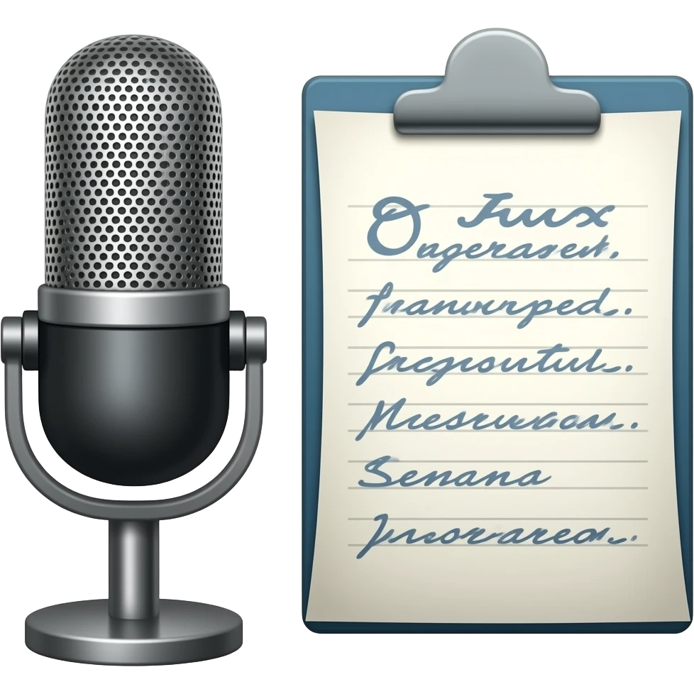half podcast mic and half transcibed text emoji