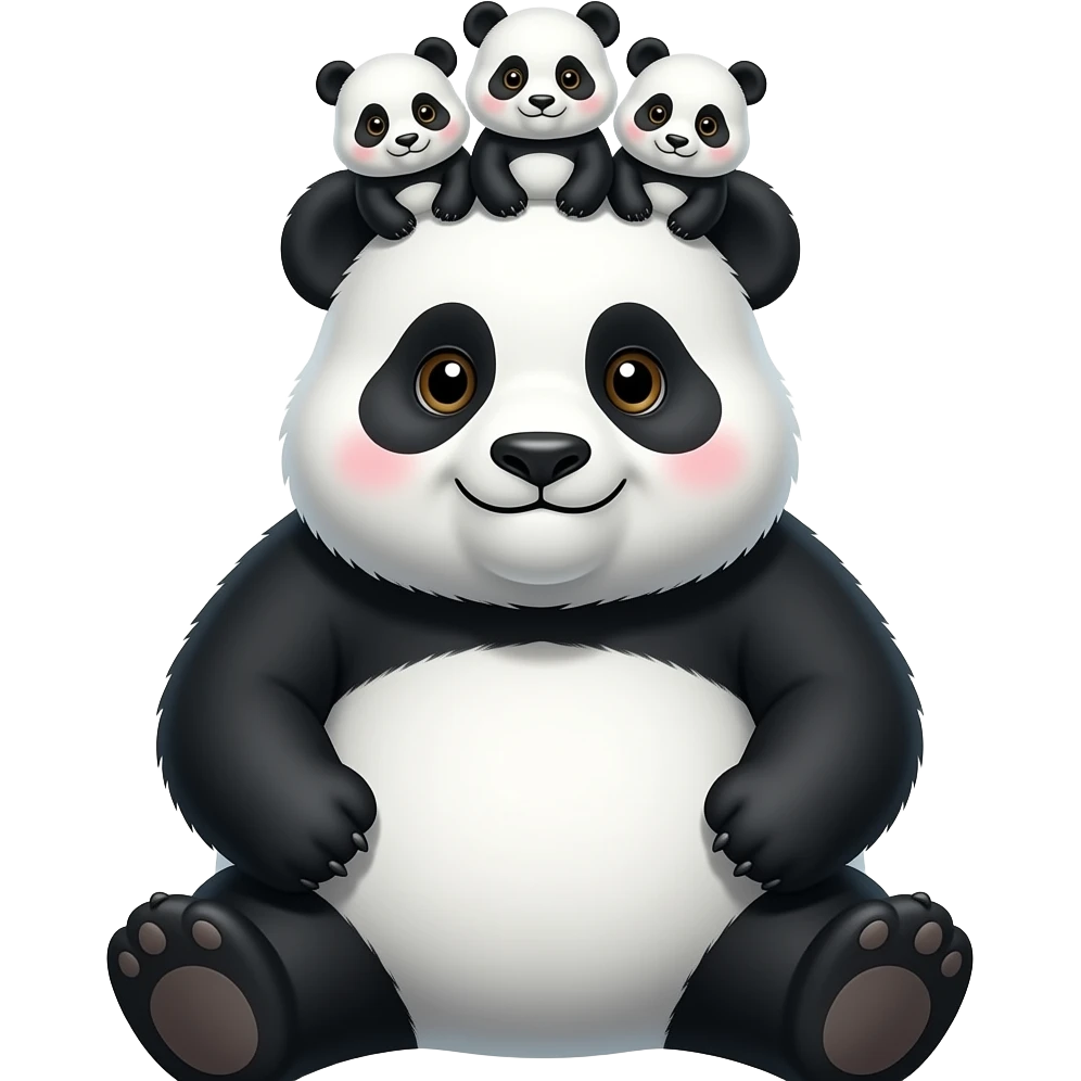 A big big big fat fat fat panda that is sitting with 3 big baby pandas sitting above its head emoji