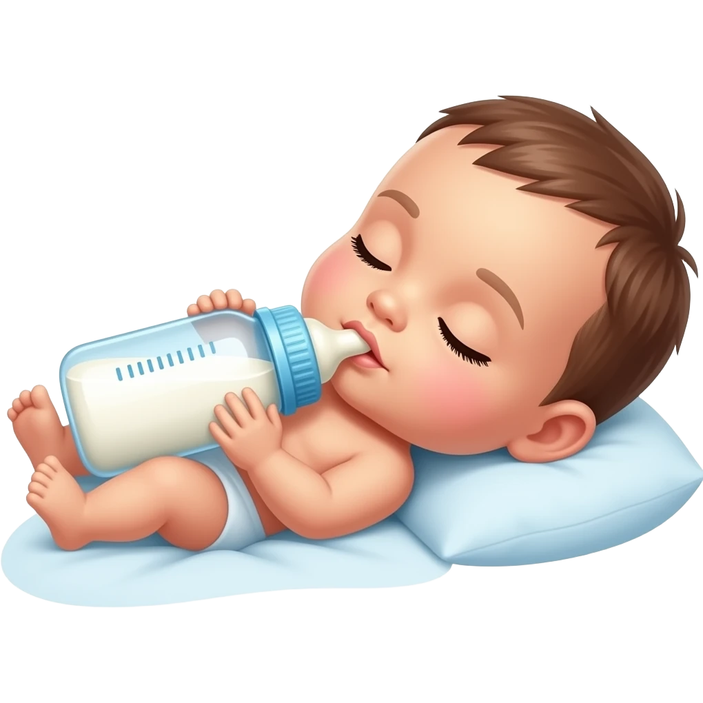 baby sleeping with milk bottle emoji