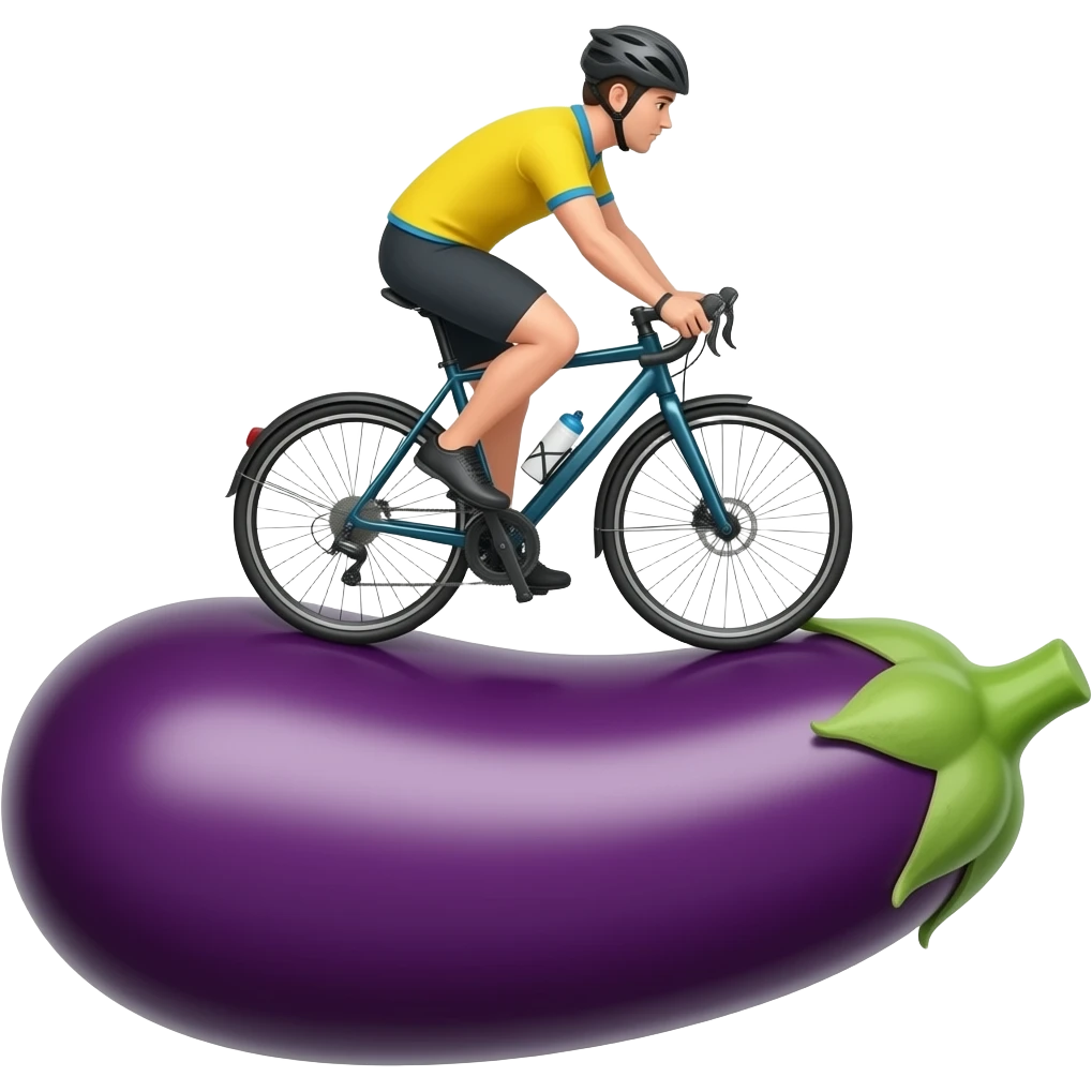 Riding bike on Top of eggplant emoji