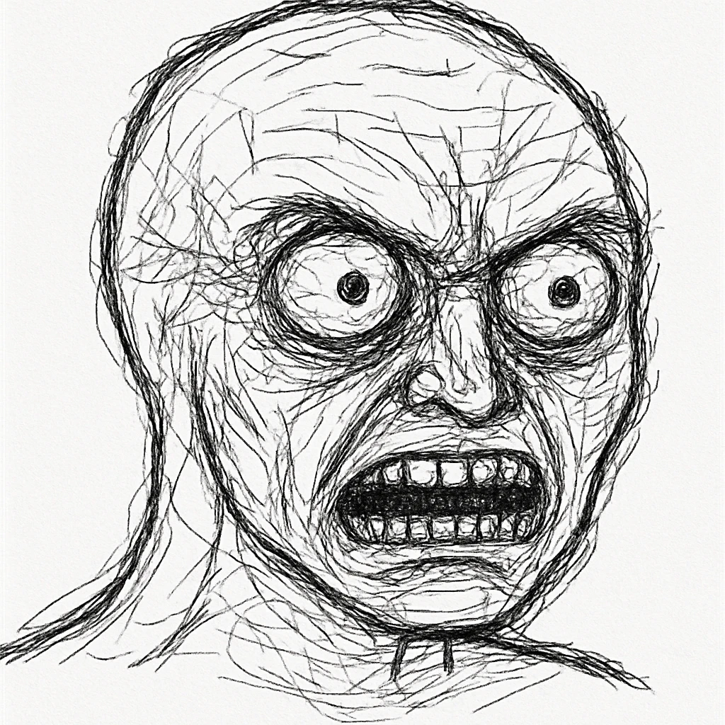 schizo emote, exaggerated facial expression, intense stare, cartoonish, meme style emoji