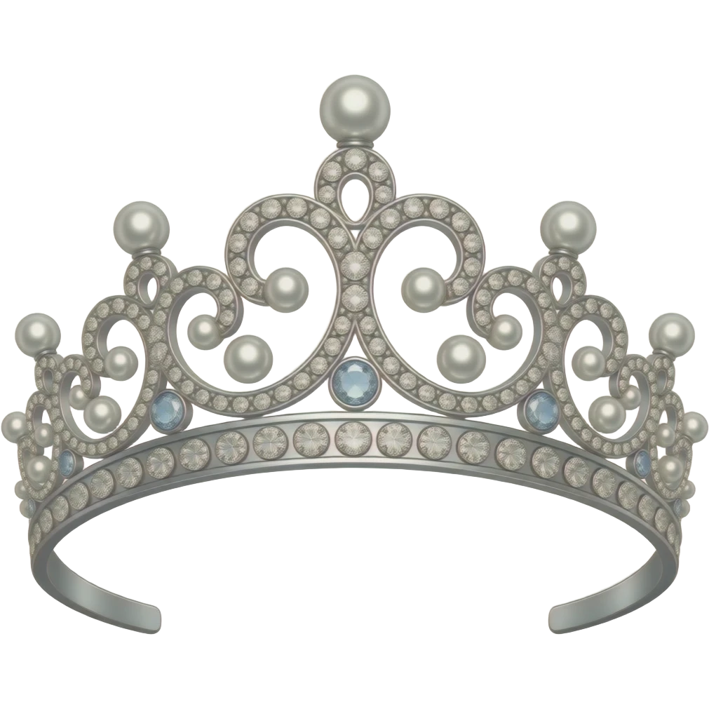 A tiara emoji with pearls and subtle diamonds, quiet luxury, sophisticated royal elegance, premium emoji style emoji