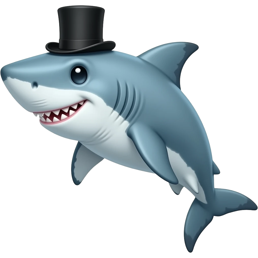 Shark with a top hat emoji