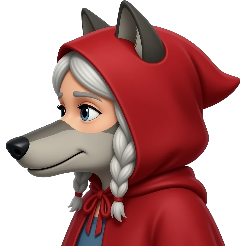 Little red riding hood grandma and wolf combine side profile emoji
