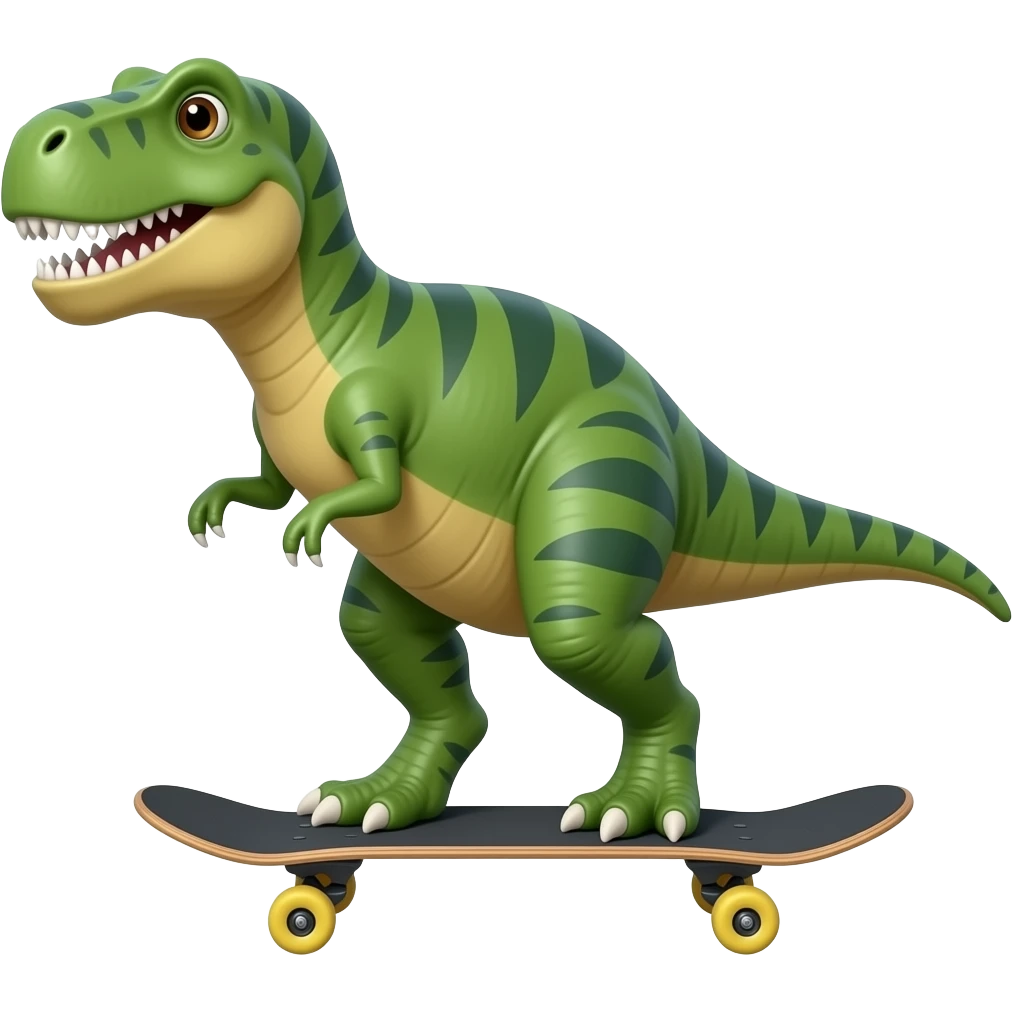 Dinosaur on a skateboard emoji